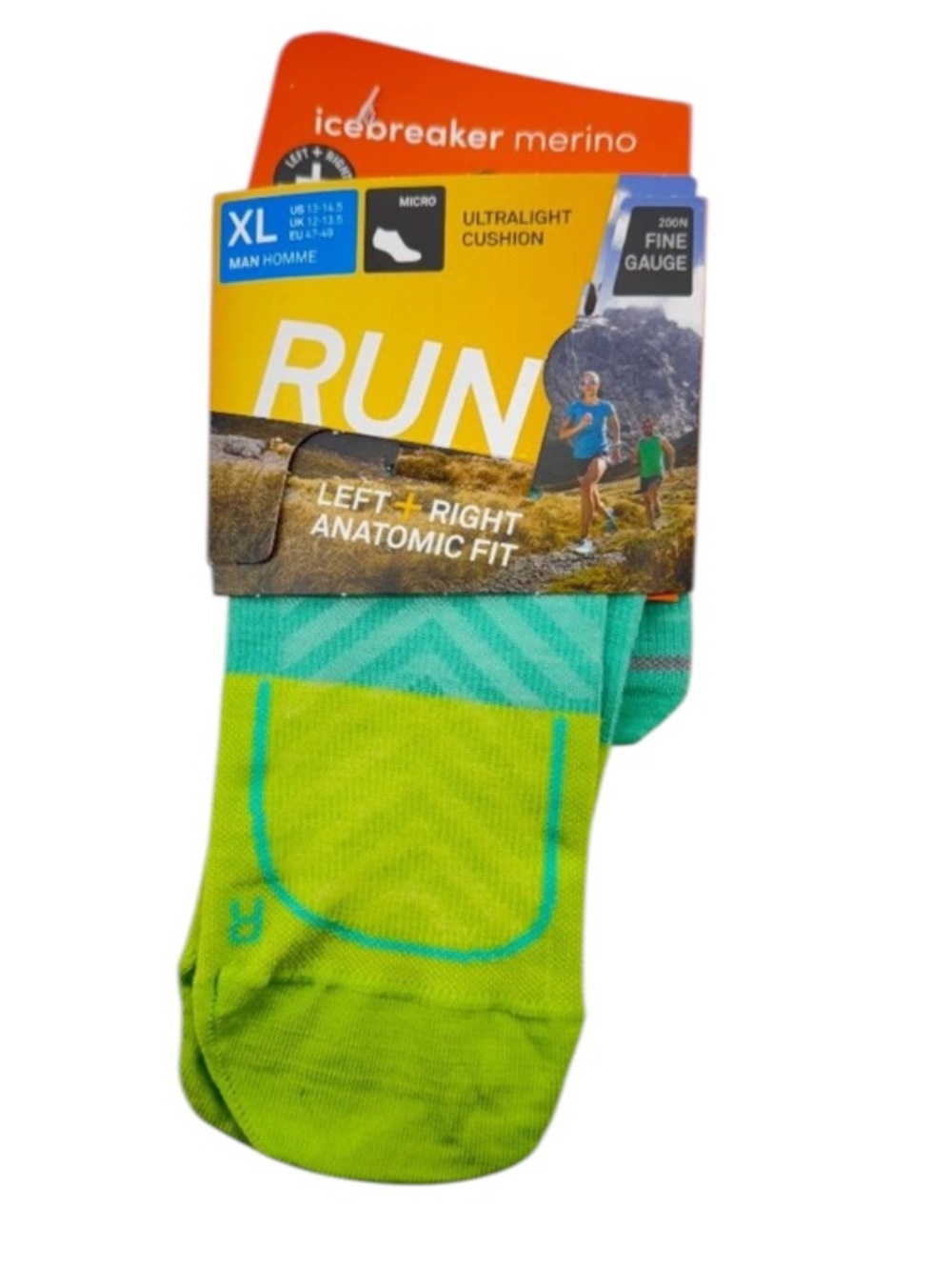 New! Men's Merino Blend Run+ Ultralight Micro Socks in Hyper/Aura